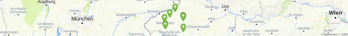 Kartenansicht für Apotheken-Notdienste in der Nähe von Kirchheim im Innkreis (Ried, Oberösterreich)
